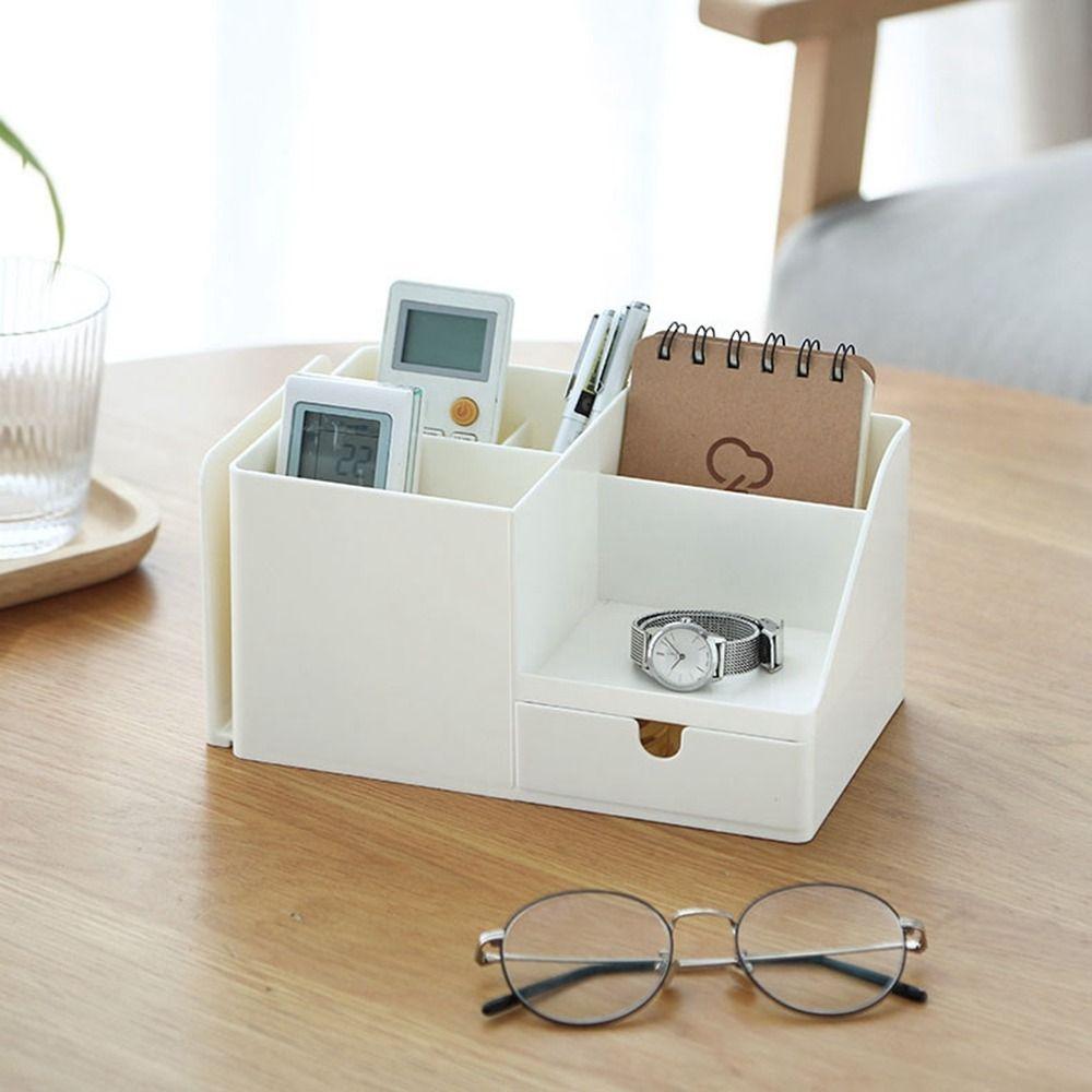 

ABS Desk Office Organizer Stretchable Sundries Storage Box Creative 2 In 1 Pen Holder for Home бежевый
