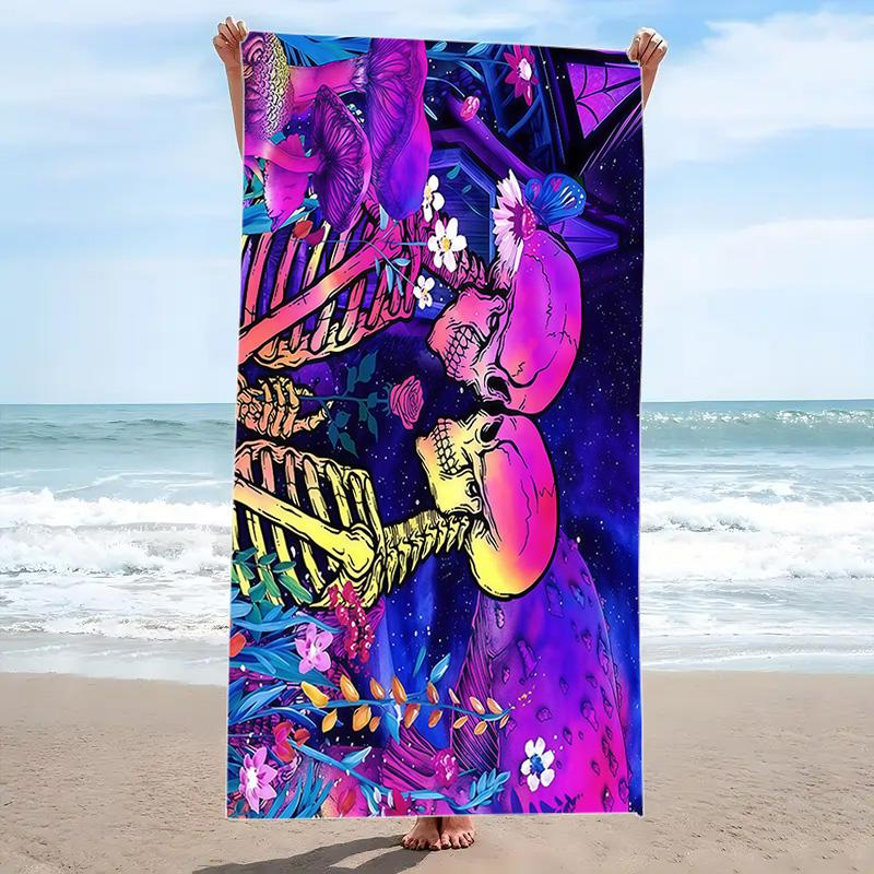Love u to the Death Skull ( Print Beach Towel, Large Soft Quick Dry Towel for Beach Camping Swimming