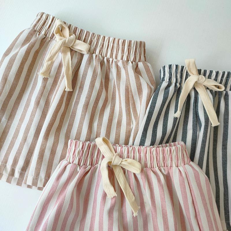 Children's Spring and Summer Striped Shorts Middle and Small Children Breathable Casual Loose Pants