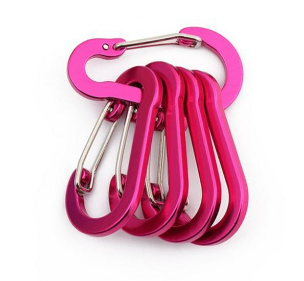Multicolor Aluminum Alloy No. 5 Gourd-shaped Carabiner for Backpack Water Bottle with Flattened Spring Buckle