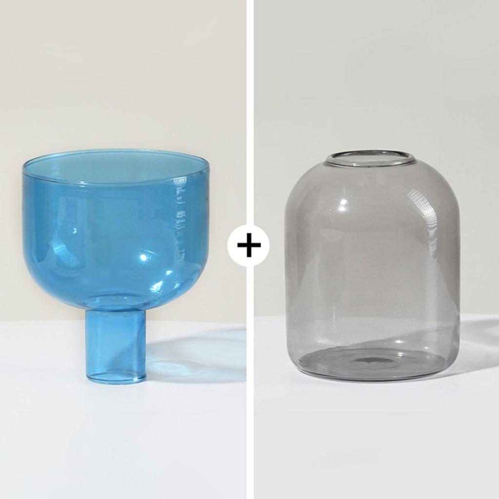 2pc Set Terrarium Hydroponic Plant Pot Flowers Candle Holders Decor Colorful Glass Vase Mini Vases