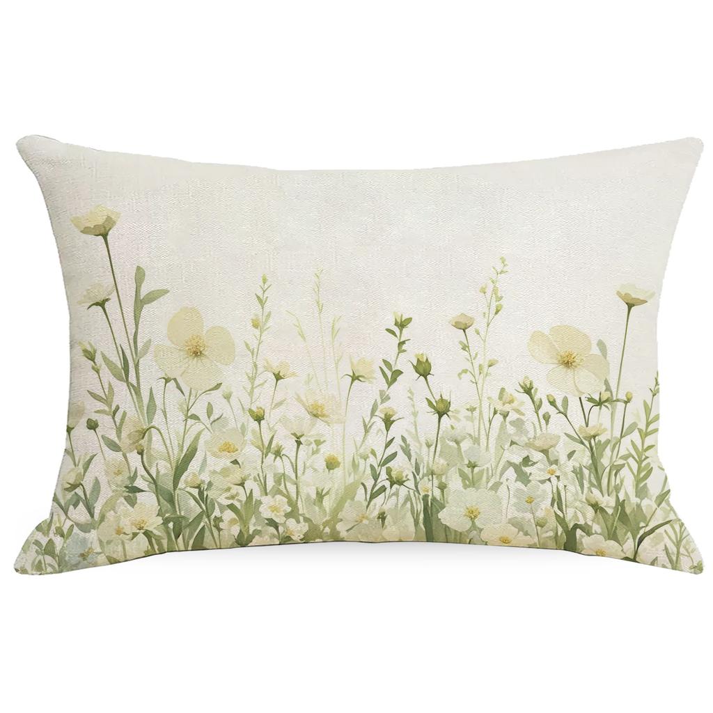 New Linen Plant Flower Waist Pillow Case Living Room Sofa Cushion Cover Home Bedroom Pillow Case