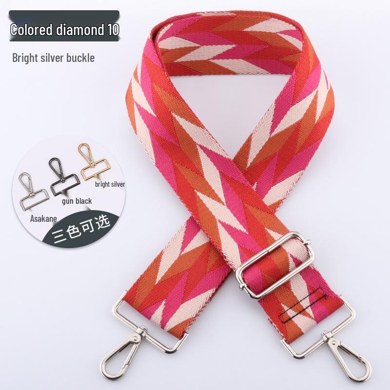 Adjustable 5cm Wide Colorful Diamond Bag Strap - Crossbody & Shoulder Strap Available