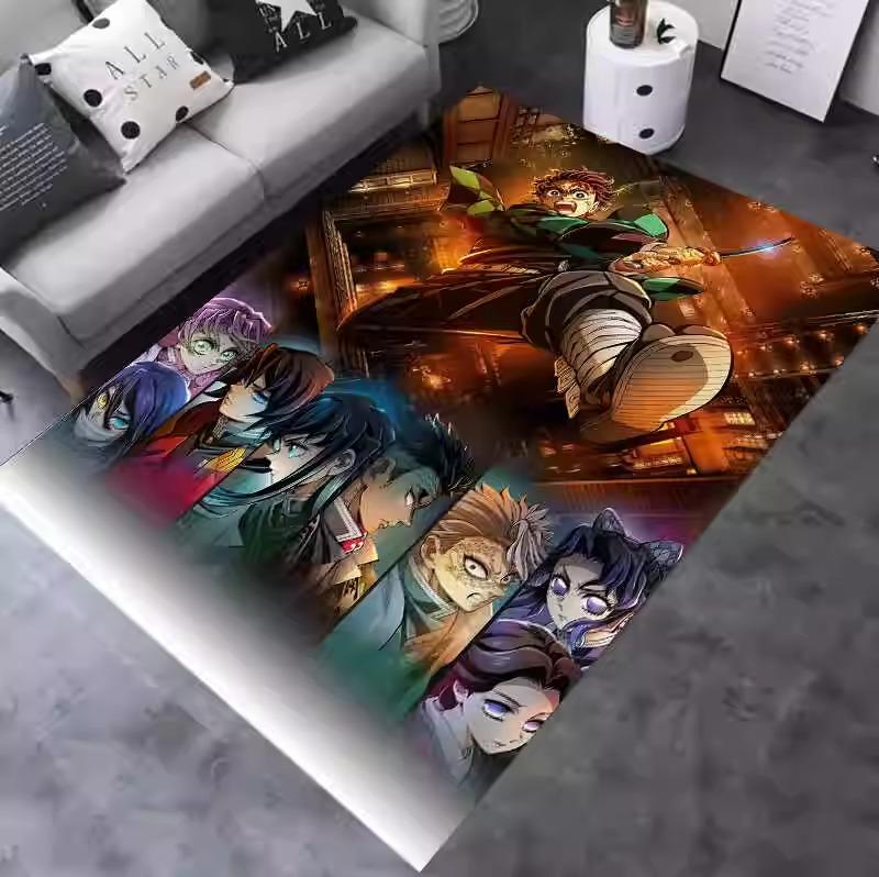 MINISO Anime Demon Slayer Peripheral Carpets Bedside Floor Mat 2D Anime Floor MATS for Student Dormitories and Bedrooms Rug