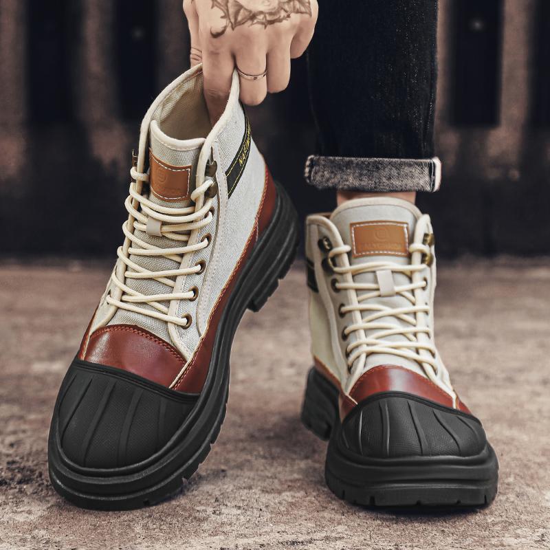 Podzimní Horký Prodej Khaki Pánské Boty Vysoké Platformové Pracovní Boty Pro Muže Pohodlné Ležérní Kotníkové Boty Pánské botas masculino