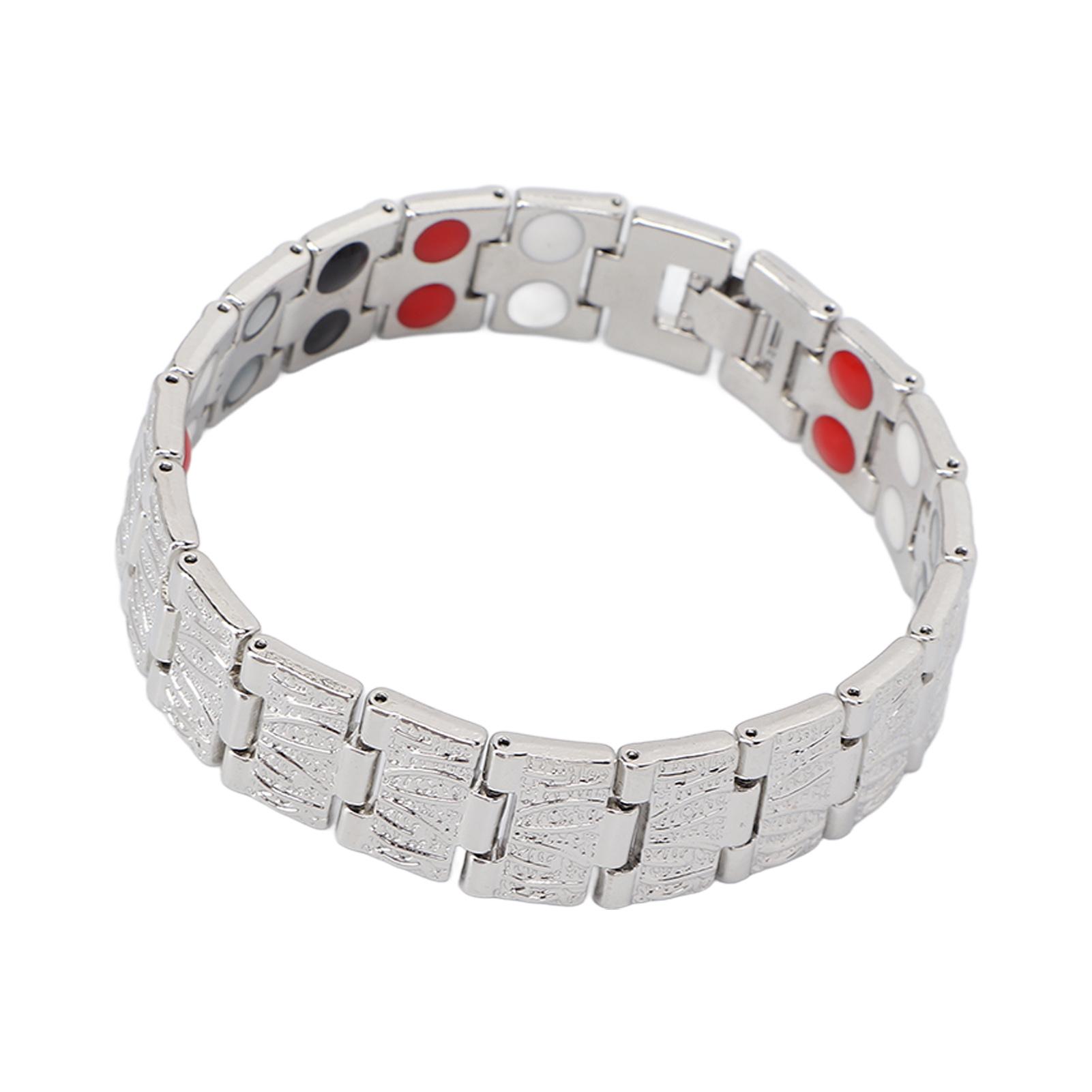 

Fashionable Magnetic Bracelet Double Row Magnet Adjustable Titanium Steel Slimming BraceletSilver серебряный