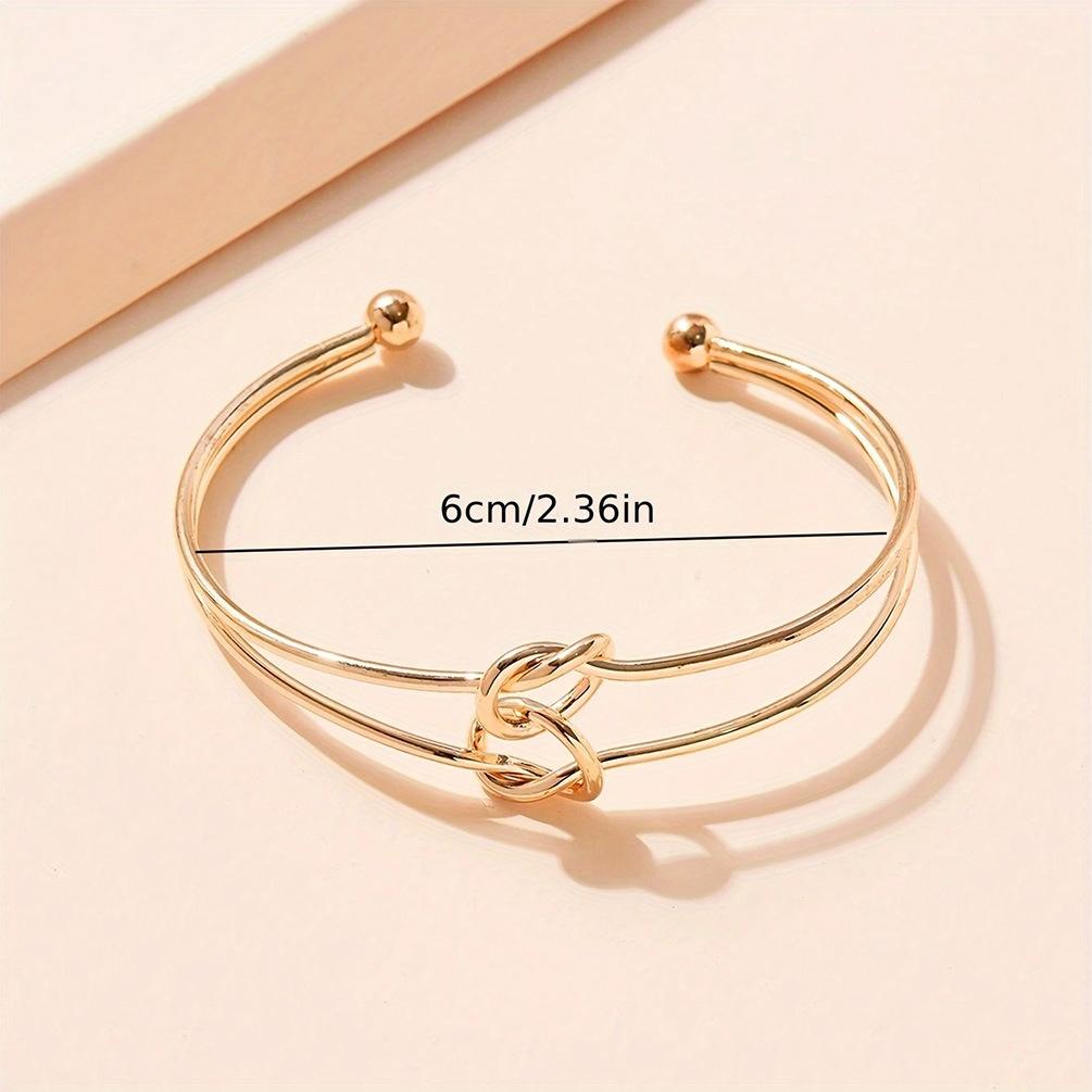 European and American design sense double-layer hollow knotted open bracelet commuter style and flat line hand jewelry