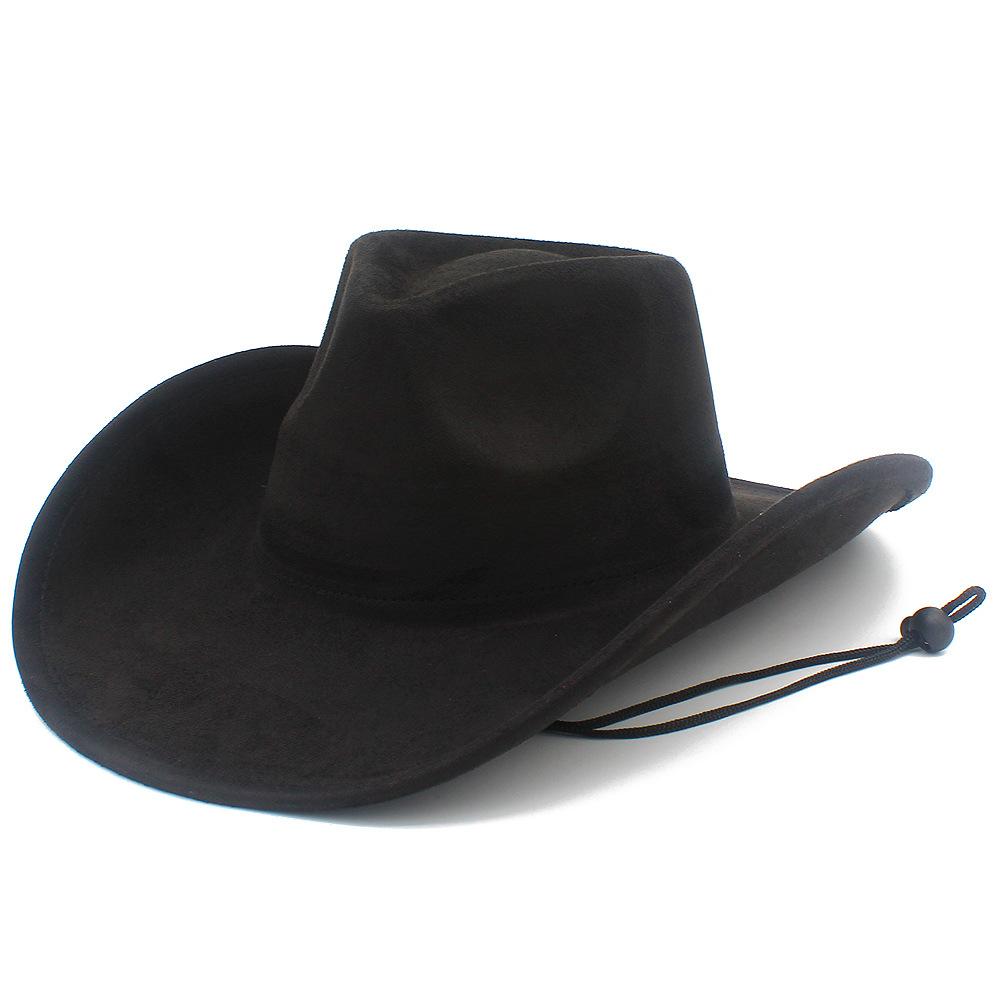 Retro British Style Western Cowboy Hat Fashionable Warped Edge with Windbreak Rope Tibetan Top Hat Men's and Women's Outdoor Mountaineering Hat