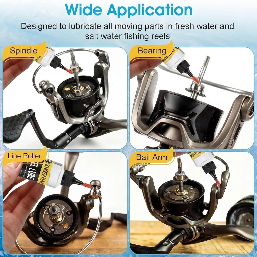 SIKEZHAN 60ml Fishing Reel Lubricant Oil with Needle Nose Applicator for Precision Reel Bearing Gear Rust Protection Lubricate 4