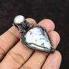 Dendrite Opal Gemstone Copper Wire Wrapped Pendant Copper Jewelry Handmade Pendant Rainbow Moonstone Jewelry Gift For Her Gift For Mother