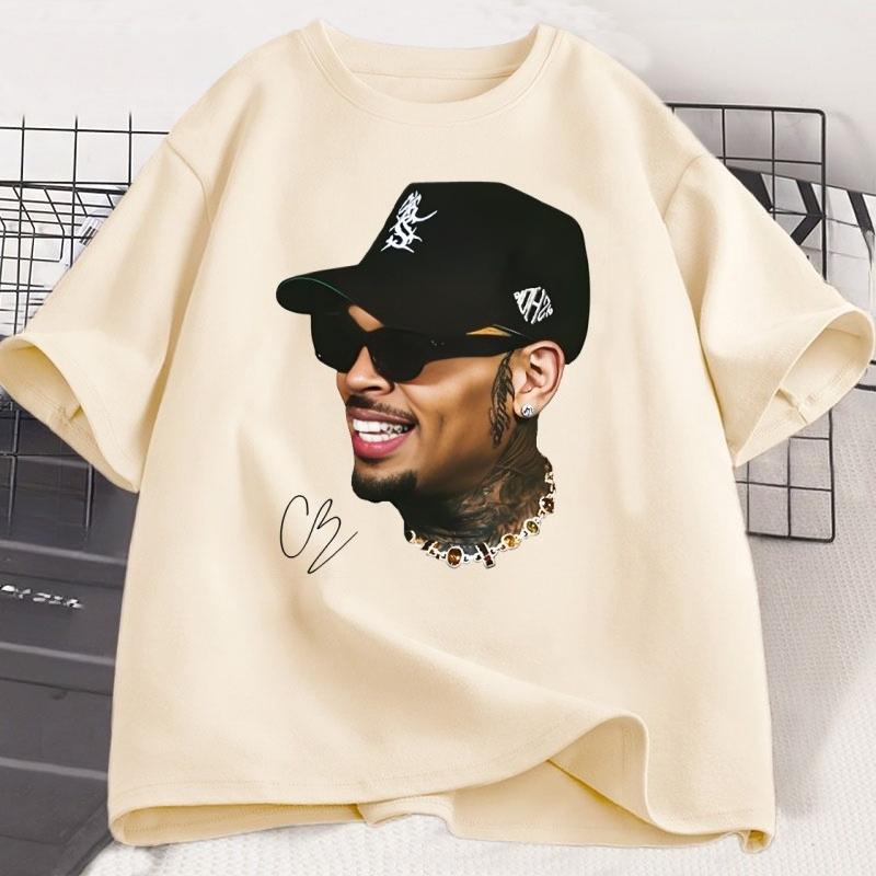 Chris Brown TShirt Breezy Bowl XX Rapper T Shirt Casual Short Sleeve Round Neck Tshirt Concert Music Hiphop Unisex Women Clothing