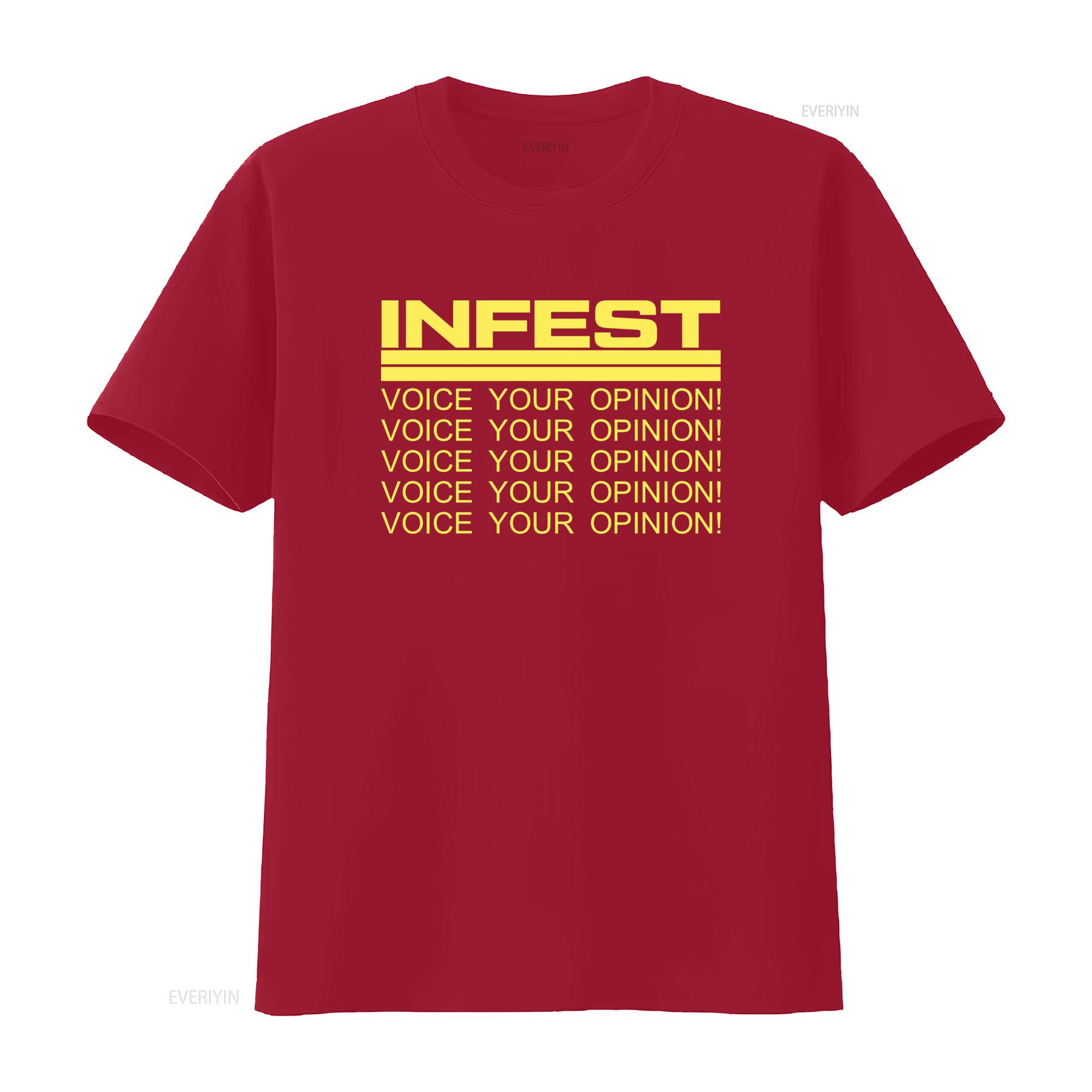 

Infest Retro Style T Shirt with Bold Yellow Voice Your Opinion Print New Black 1943 vintage Washed Slightly Unisex homme S