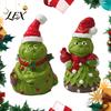 Holiday Gift for Friends Christmas Green Monsters Ornament with Santa Hat And Scarf, Resin Frog Small Sculptures Figurine Home Decoration, Outdoor