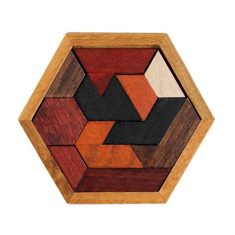 

Hexagonal-shaped Wooden Blocks - Suitable for Adults, Parents and Children. A Six-sided Three-dimensional Jigsaw Puzzle, Board or Set.