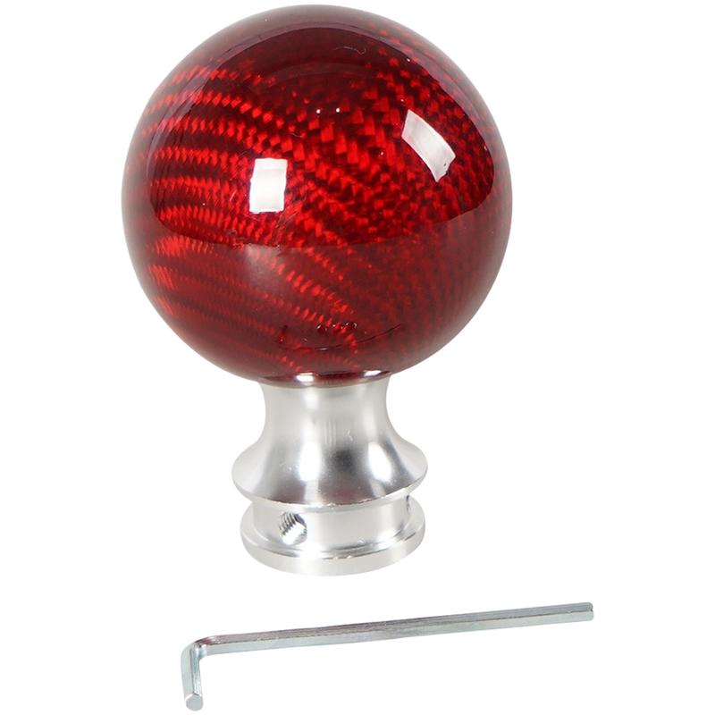 Carbon Fiber Gear Knob with Aluminum Alloy Lightweight Design and Red Circular Pattern Compatible with Most Car Models