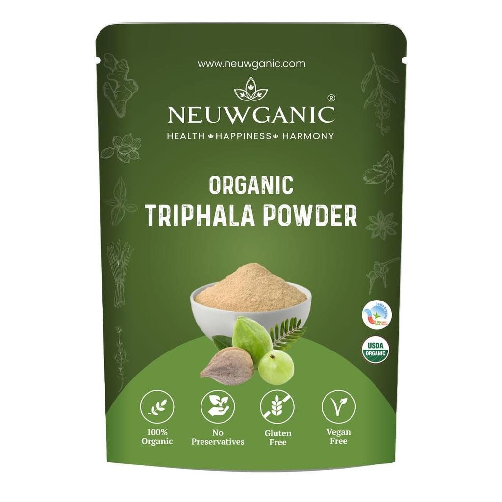 Neuwganic Organic Triphala Powder 200 Gm - India Organic & USDA Certified - Triphala Churna for Quick Acidity and Gas Relief - Pack of 1