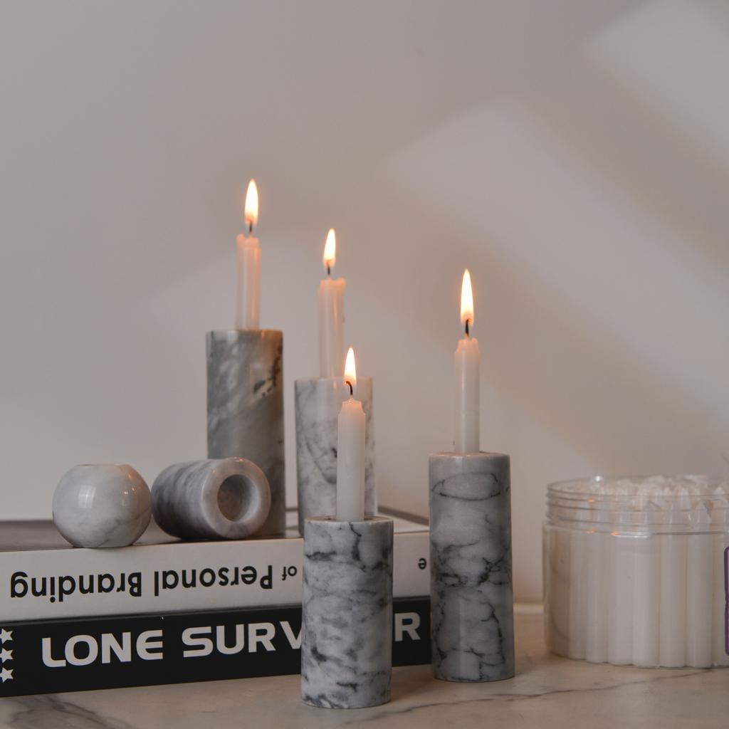 Creative Natural Stone Candlestick Holder for Christmas Birthday Party Dinning Table Centerpiece Marble Candlestick Pillar