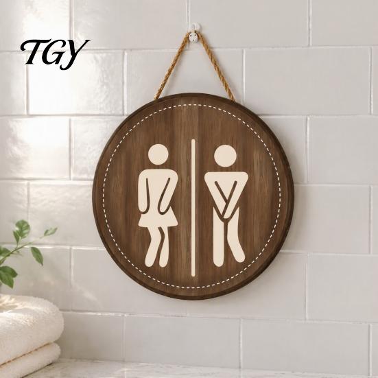 Wooden Bathroom Signs Restroom Signs, Men's And Women's Wall Half Toilet Country Style Decor Sign, Rustic Art Hanging Farmhouse