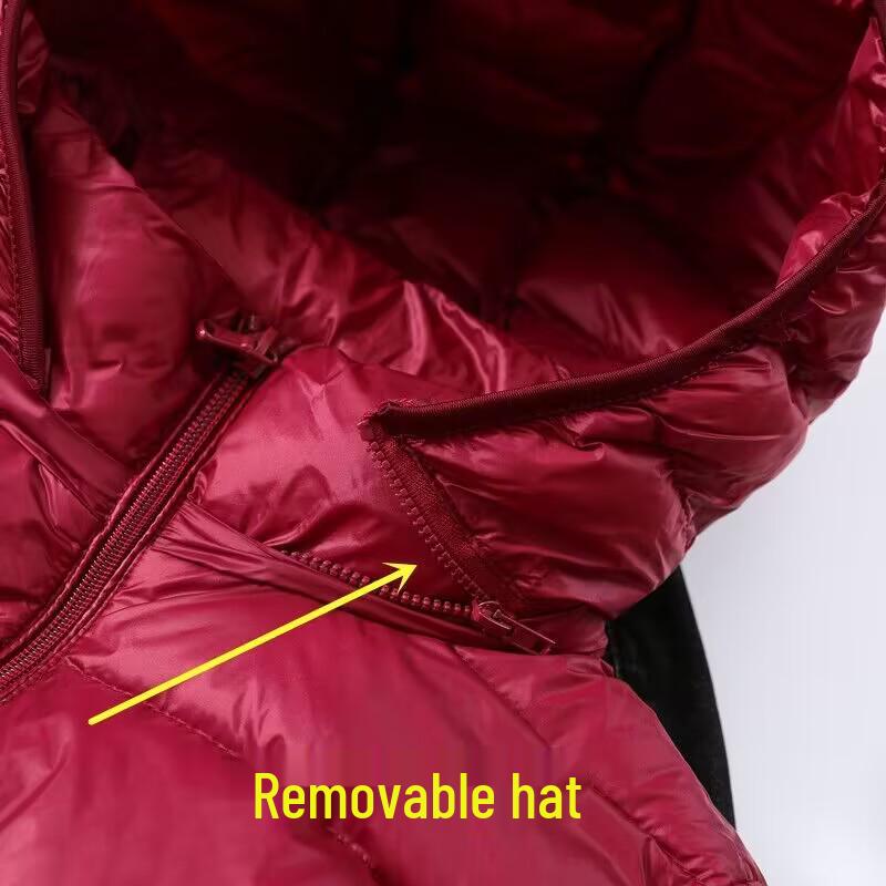 Plus Size Ultra-Light Mid-Length Down Jacket for Women - Ideal for 200 lbs, Middle-Aged & Elderly, Ultra-Thin Design, Extra Large