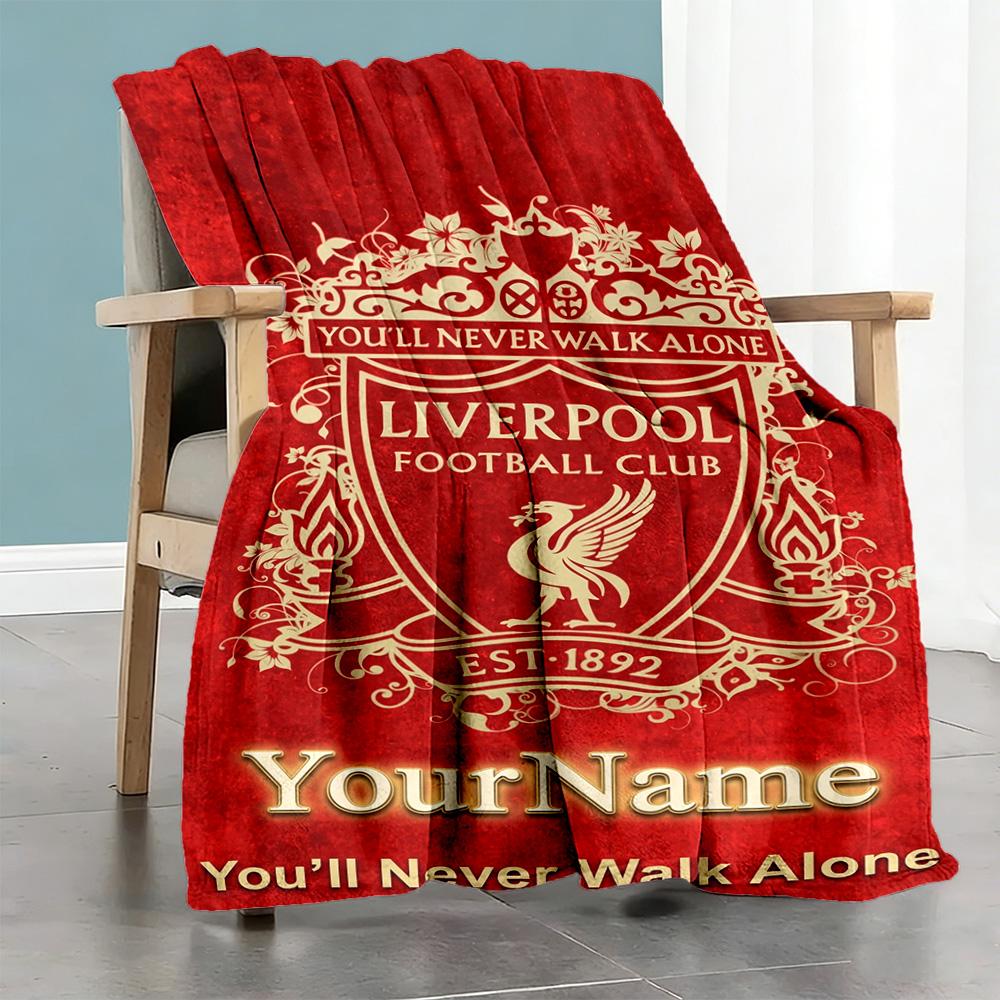 Liverpool Personalized Name Blanket Lightweight Personalized Blanket Soft Warm Cozy Versatile for Sofa Livingroom Office Chair Chair