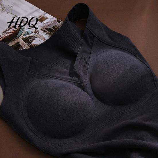 Sleeveless Slim Fit Tank Tops Women Seamless Thermal Vest Base Layer Tops Camisole with Built-in Chest Pads V-Neck Stretchy Fitted for Daily