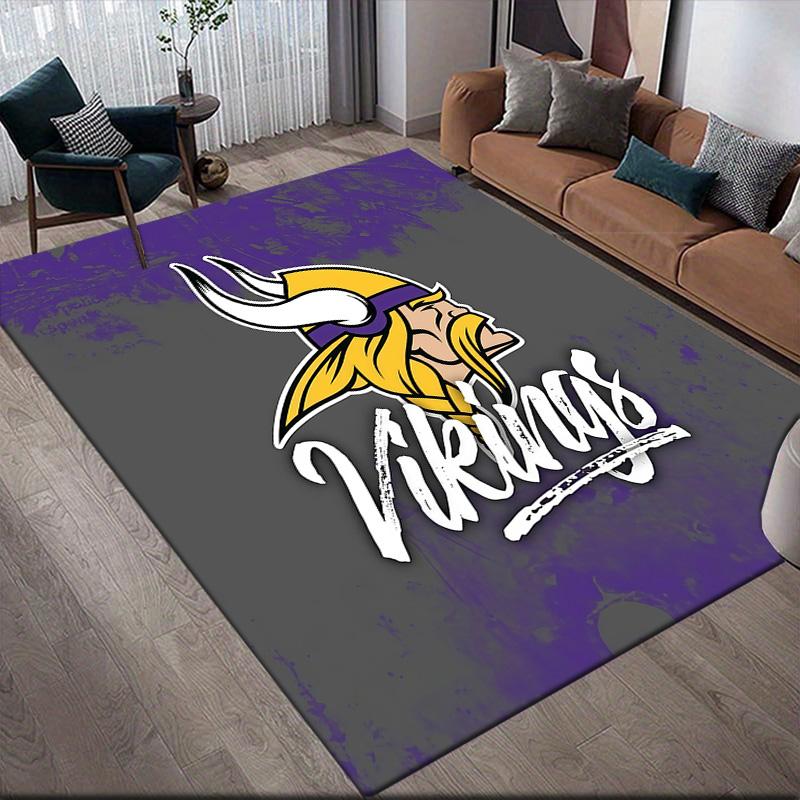 Minnesota Vikings3 Flannel Pattern Square Carpet,Area Rug,Carpet Rug for Living Room Bedroom Sofa Playroom Decor,Non-slip Floor Mat