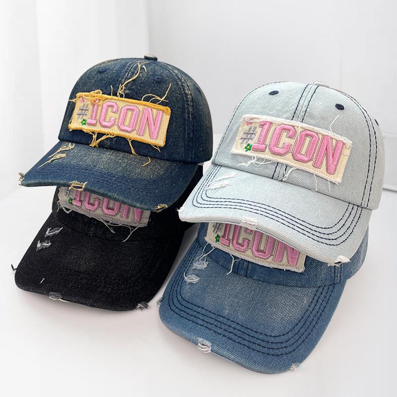 Denim Retro Washed Baseball Cap With Letter Embroidery Design For Use Outdoor