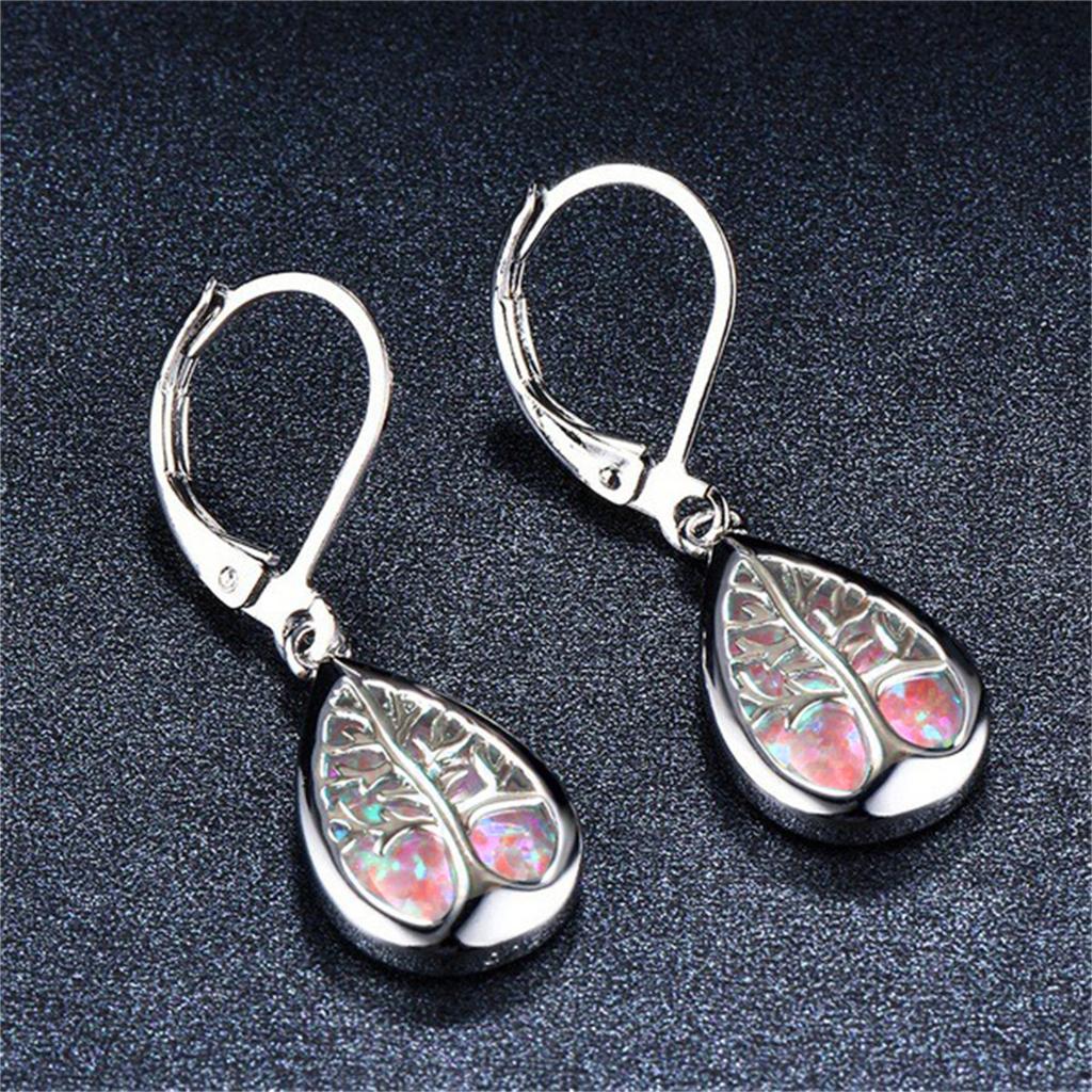 Modne Długie Wiszące Kolczyki Drzewo Życia Dla Kobiet Boho Imitacja Niebieskiego Ognistego Opala femme Biżuteria Statement Akcesoria Prezenty