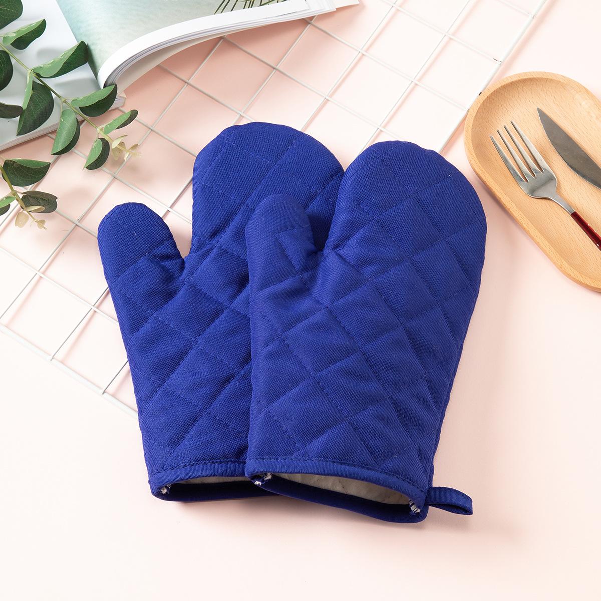 

Household Solid Color Thickened Oven Gloves Kitchen Baking High Temperature Microwave Oven Insulation Gloves