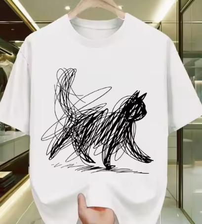 Summer Classic Pattern Printed Pure Cotton Tshirt Suitable For Both Unisex And Unisex Casual And Versatile Pure Cotton Top