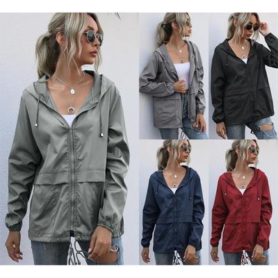 Women's Zipper Hoodie Lightweight Outdoor Hiking Rain Jacket Coat Jacket
