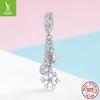 Winter Snowflake Silver Pendant S9 Platinum Plated Ladies Beaded Bracelet Necklace Accessories Scc1020