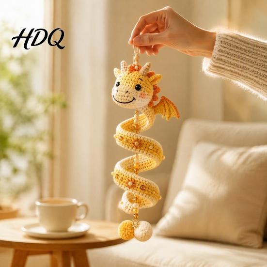 Handgefertigte Drachenskulptur DIY Spiral-Hängeornament-Set Einfache Montage Dekorative Kunsthandwerk Dekoration Handgefertigtes Häkelset für Zuhause Klassenzimmer