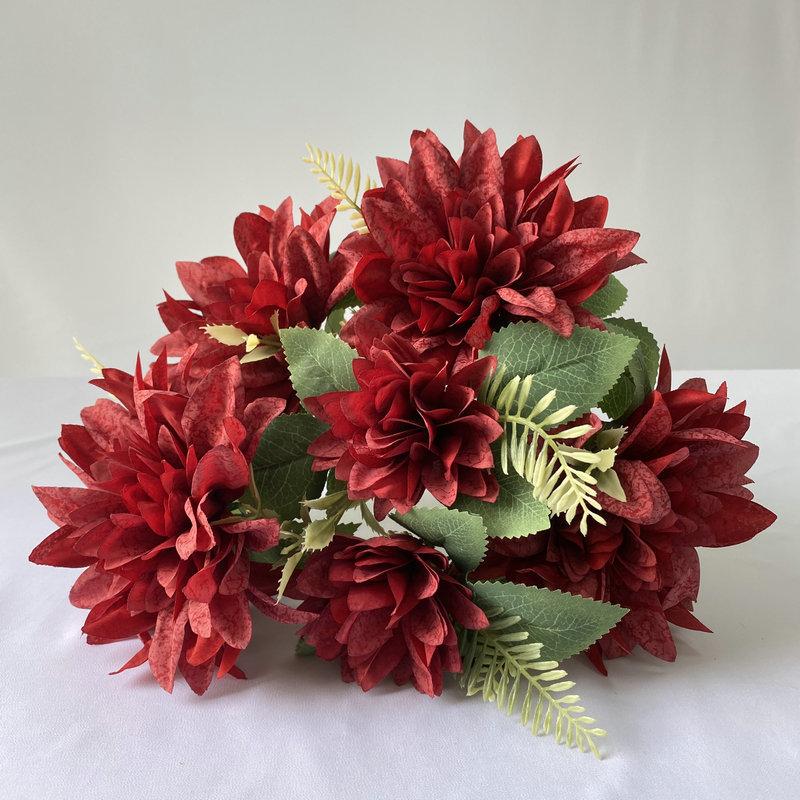 Oil Painting Dahlia Artificial Flower Wedding Decor With Silk Fabric For Photography And Home Display