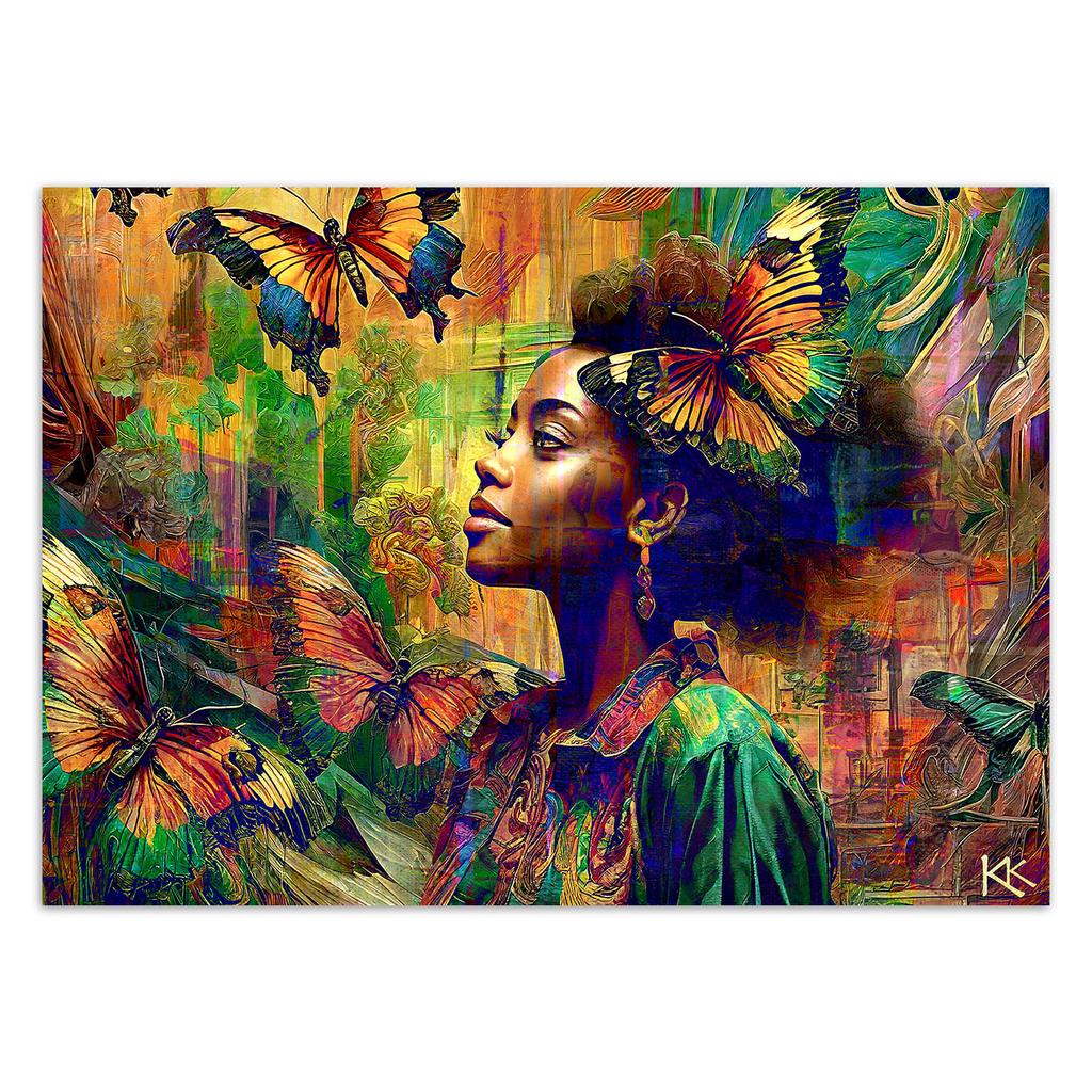 Tapete Frau Schmetterlinge Abstraktion