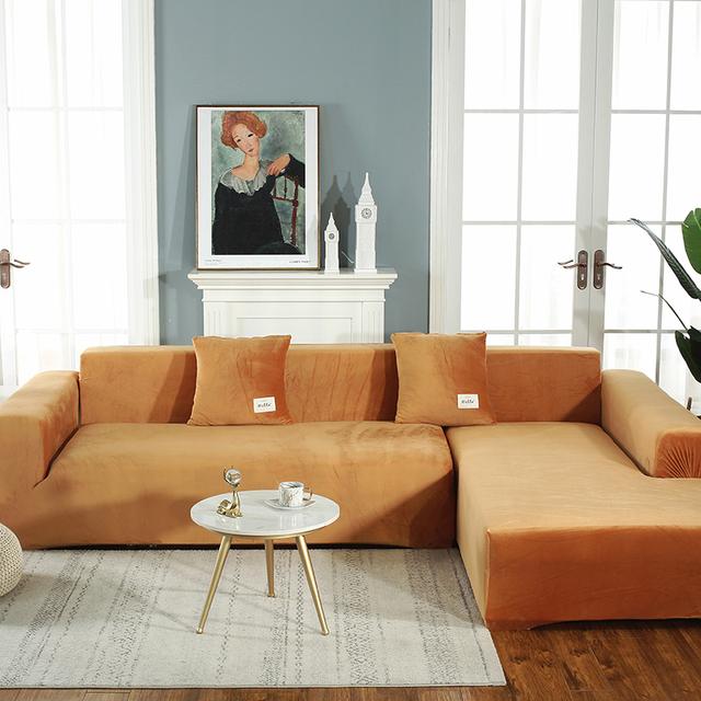 Samtstoff passt auf Couch, Sessel, Zweisitzer oder Chaiselongue. Kaufen Sie zwei separate Bezüge, um Ihr gesamtes L-förmiges Sofa abzudecken.
