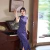 Purple sleeveless national style new Chinese daily Suzhou long cheongsam improved young 1011 new women's high sense