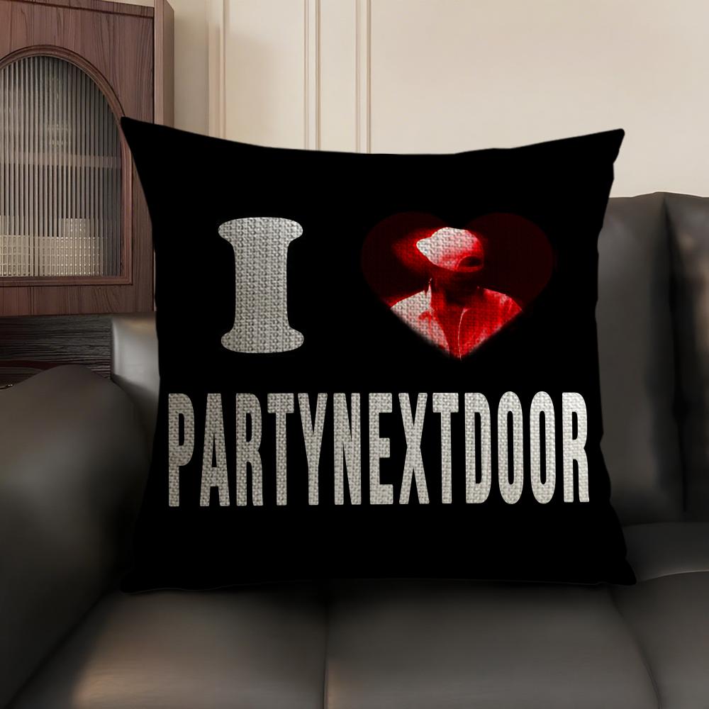 P-Partynextdoor Singer Cushion Cover Natural Linen Organic Fabric Double-Sided Printing Sofa Home Decor Gift Pillow Case