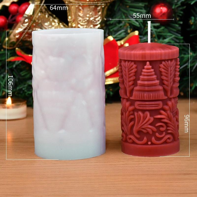 

Christmas Cylinder Scented Candle Silicone Mold DIY Craft Kit Holiday Gift Home Dining Table Decoration Craft Supplies