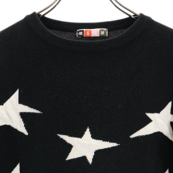 MSGM Wool Blend Star 7 Minutes Sleeve Knit Black Series Sweater Women Used