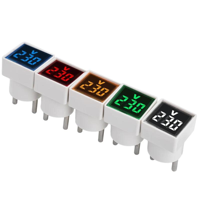 1Pc Led Digital Ac Voltmeter Indicator Square Eu Plug Digital Voltmeter 50–500V Voltage Measurement Range
