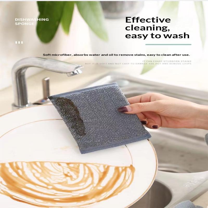 Thickened Stripe Cleaning Sponge Wipe Double Side Reusable Rags Dishwashing Pans Scouring Pads Kitchen Cleaning Tool