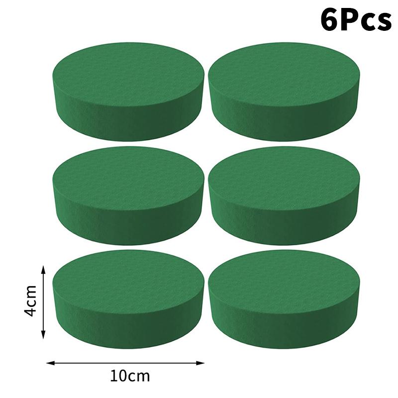 6Pcs Diy Round Floral Foam Bricks Flowers Mud Green Florist Styrofoam Blocks Wedding Birthday Flower Arrangement Materials