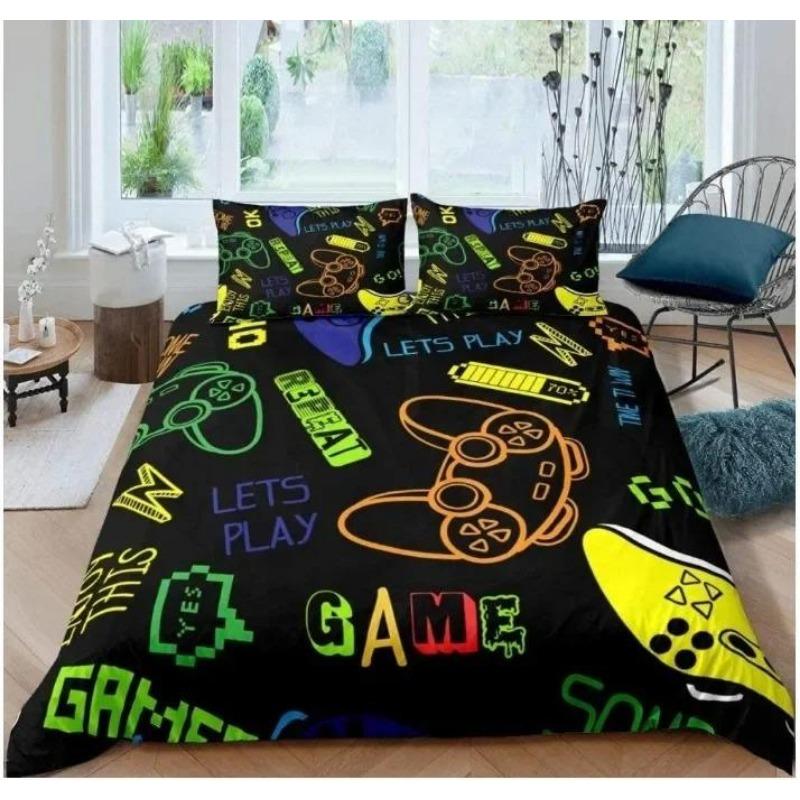 Gamepad Comforter Cover Gamer Bedding Set Teens Video Game Duvet Cover for Youth Boys Modern Game Controller Bedspread
