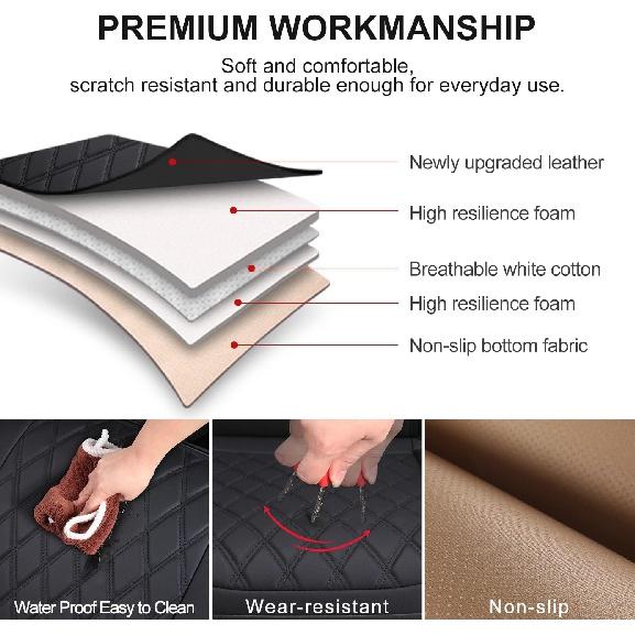 2 Pack Leather Front Car Seat Cover, Anti-Slip and Full Wrap Driver Car Seat Protectors with Storage Pocket, Luxury Waterproof Bottom Auto Seat