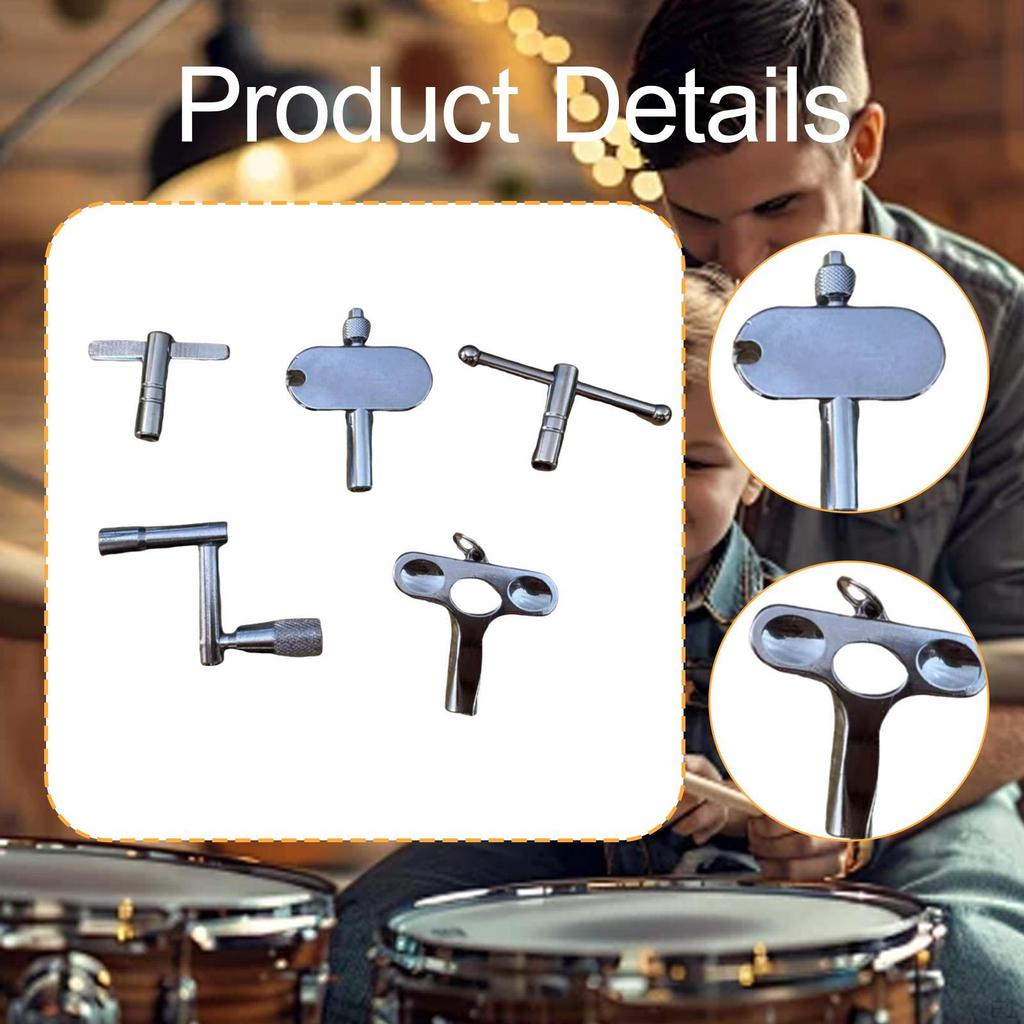 5 Pieces Drum Key Non Slip Grip Quick Tuning Zinc Alloy Tuner Percussion Hardware Tool for
