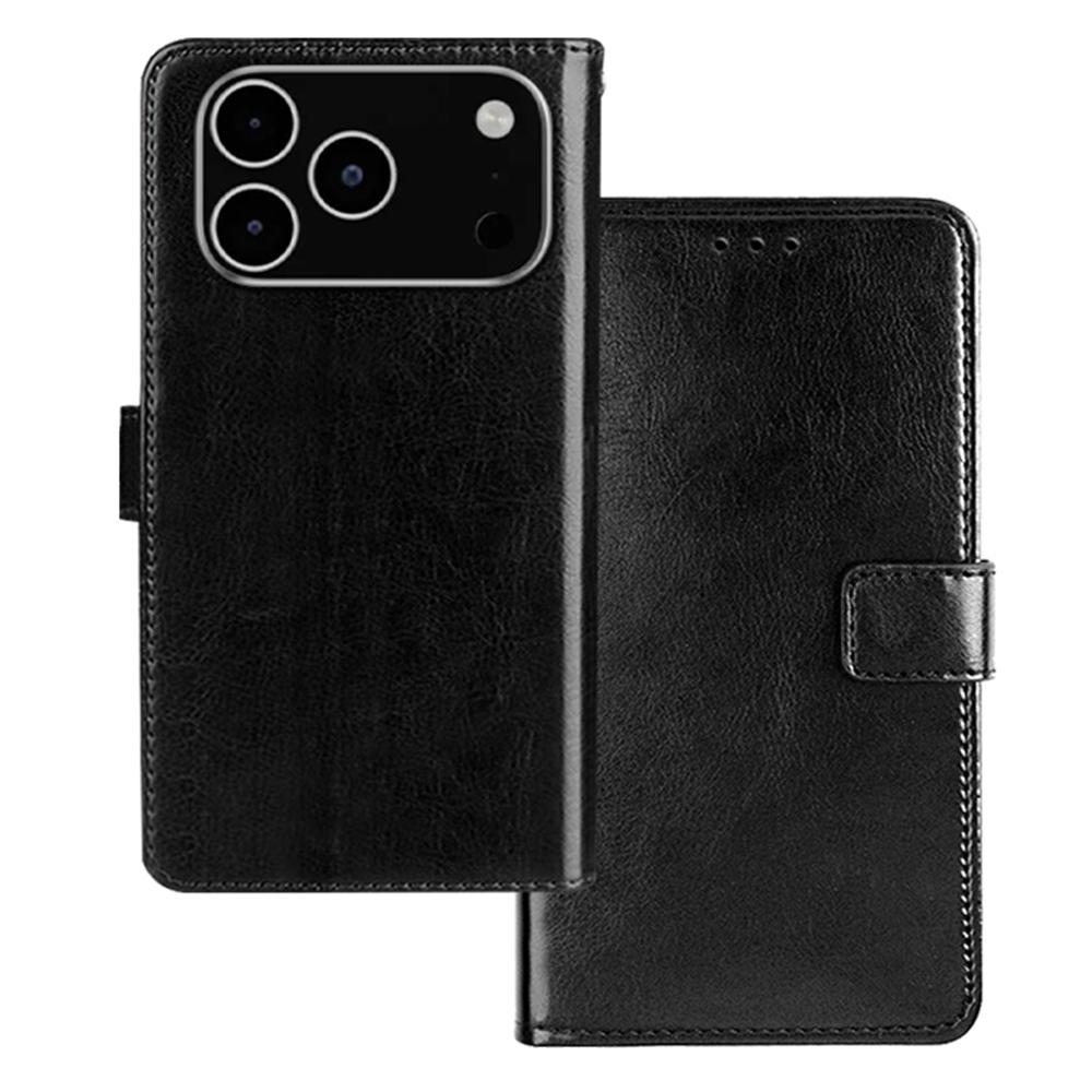 

IDEWEI Чехол-кошелек из кожи с текстурой Crazy Horse для iPhone 17 Pro Black