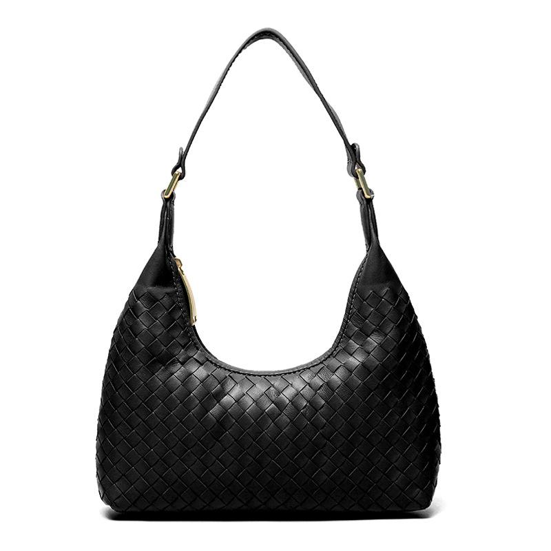 

Сумка через подмышку из овчины, плетеная вручную, женская сумка через плечо из натуральной кожи чёрный