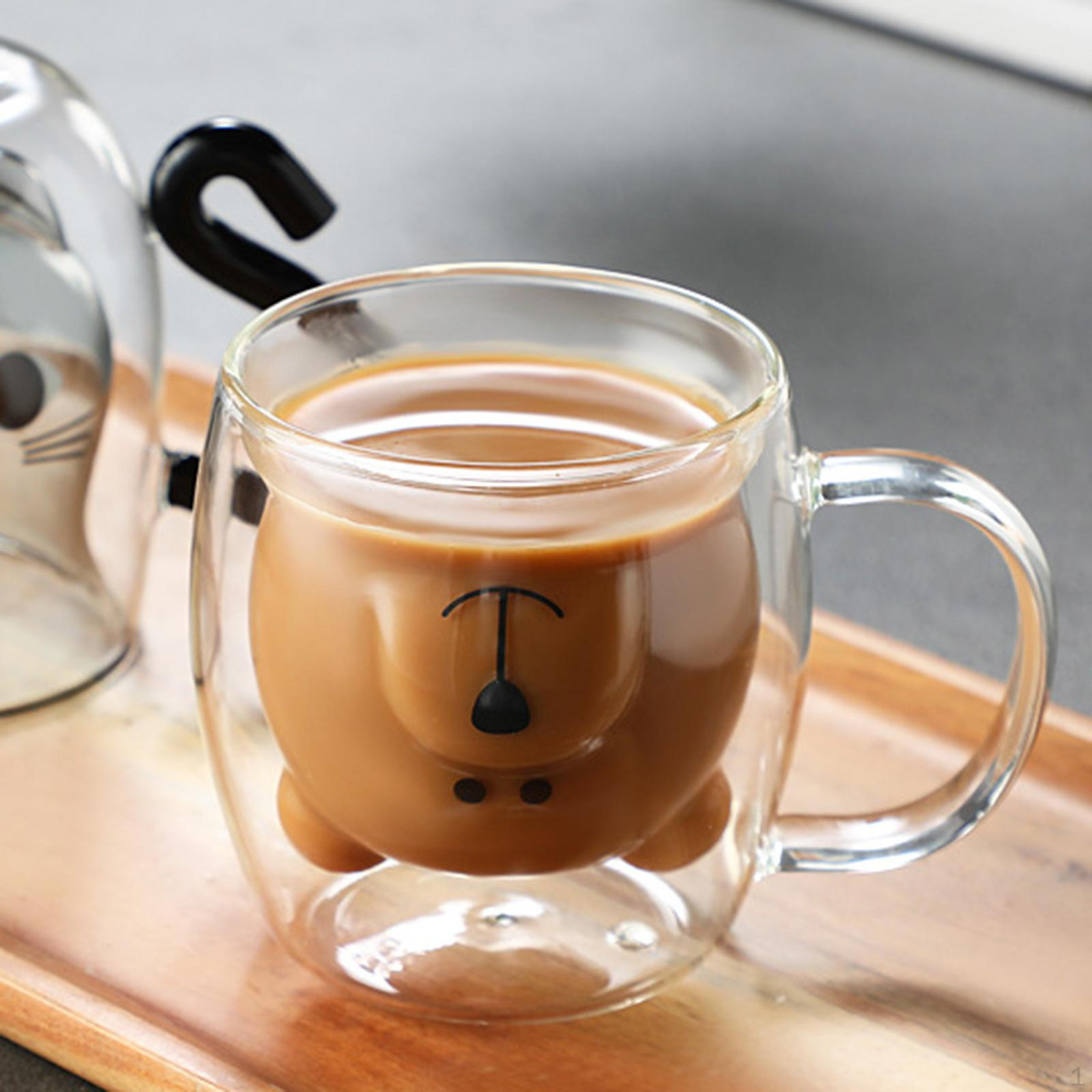 

Double Wall Coffee Mug Juice Chocolate Cup Heat Resistant Novelty Tea Drinking White Bear Handle