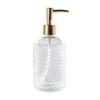 Colored 400ml Glass Hand Soap Bottle – Transparent, Thickened, Press-Type with Vertical Stripes.